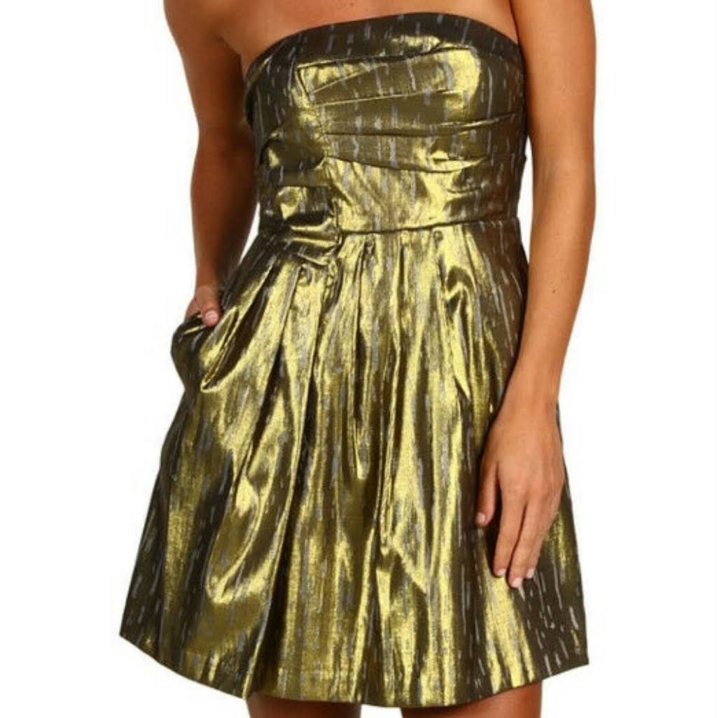 BCBGeneration Black/Gold Strapless Mini Dress - greenwatershopping.com