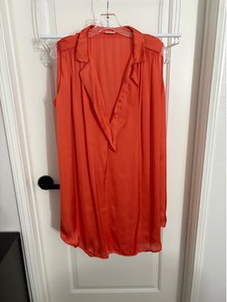 L’Agence Orange Silky Plunge Neckline Dress Women’s Size 4