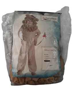 Lion Child's Halloween Costume. Size Small 4t/6t.  *Headpiece *Fleece Bodysuit With Attached Mitts And Tail. **(Covers Shoes Not Included)**
