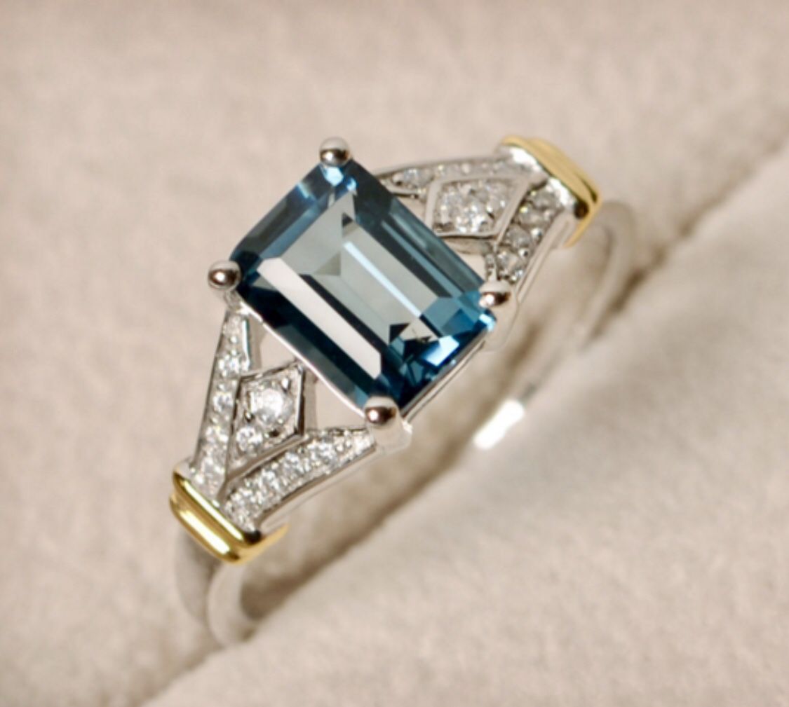 NEW Square Cut Light Blue Crystal Ring - Sizes 7.5 & 8.5