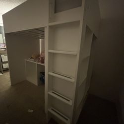 Twin Bunk With Desk And Bookcase 