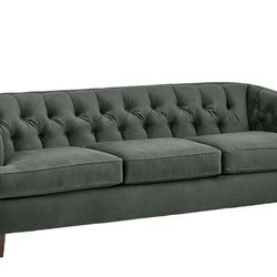 (Used) Stone & Beam 88in - Velvet Green Tufted Sofa 