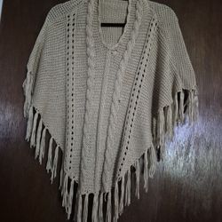 Hoodie Crochet Knit Poncho Size XL  Good Condition 