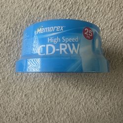 25 pack of Memorex high speed CD-RW discs.