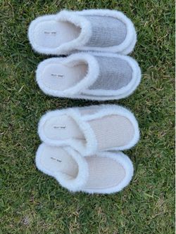 Hello Home Plush Faux Fur House Slippers (Bundle of 2 Pairs)