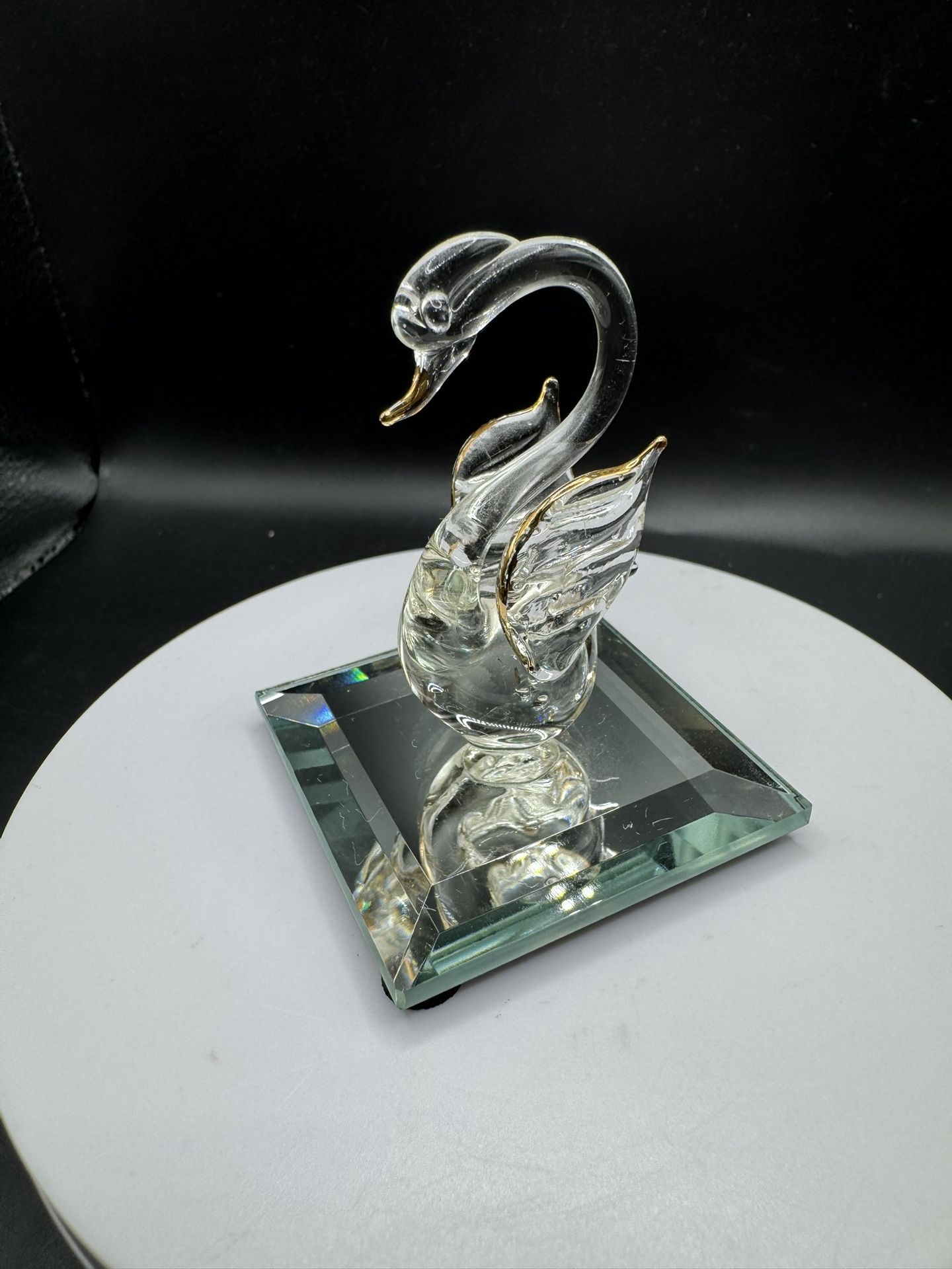 Miniature Blown Glass Swan Figurine