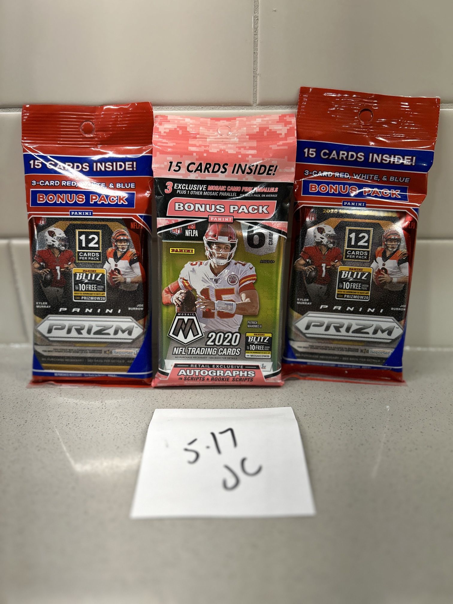 2020 NFL Football Cello Pack (3) Lot!