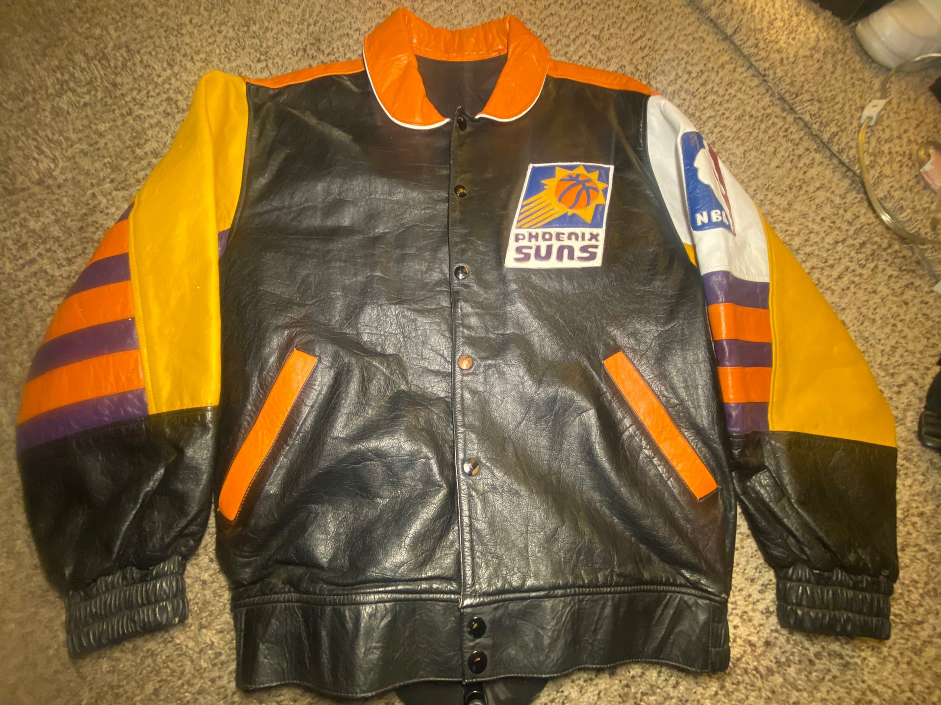 vintage leather phoenix suns varsity jacket *CLEAN* for Sale in