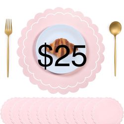 60Pcs 120Pcs Scalloped Round Paper Placemats, Disposable Table Place Mats for Wedding, Party, Baby Shower, Banquet