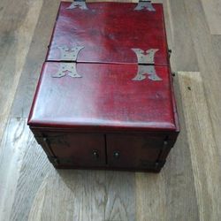 Antique Dressing Box With Folding Mirror