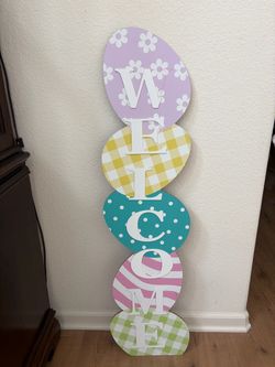 Easter Egg Welcome Sign Porch Decor