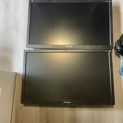 2 ViewSonic 27 inch Desktop Monitors With Desk Mounts