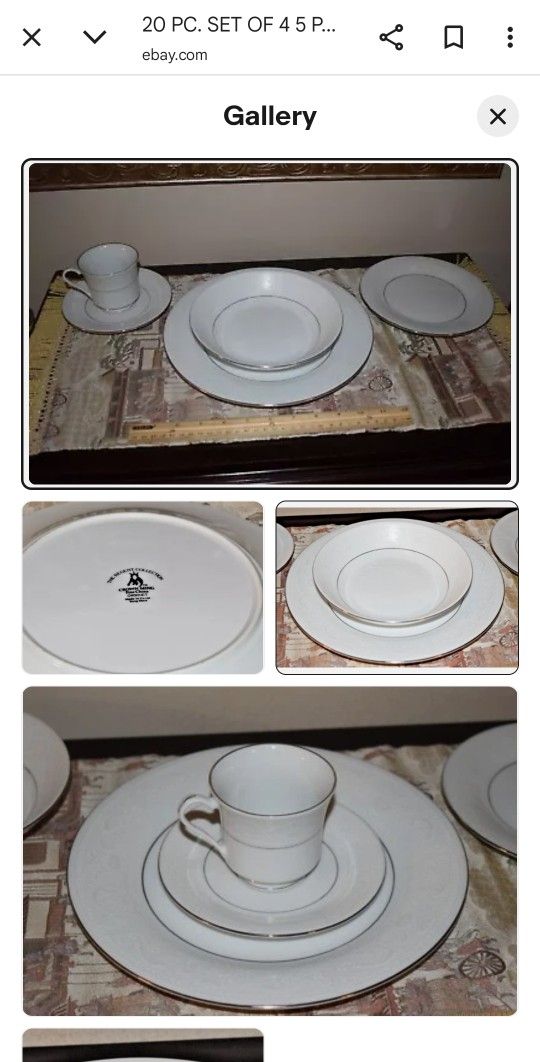 20 PC. SET OF 4 5 PC. PLACE SETTINGS CROWN MING THE REGENT COLLECTION FINE CHINA