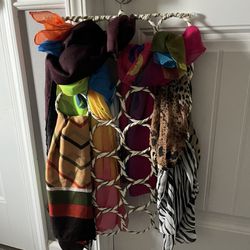 Scarf Rack And Many Large Woman’s Accessory Scarves