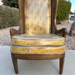 Lewittes Cane Wingback Tufted Chair!