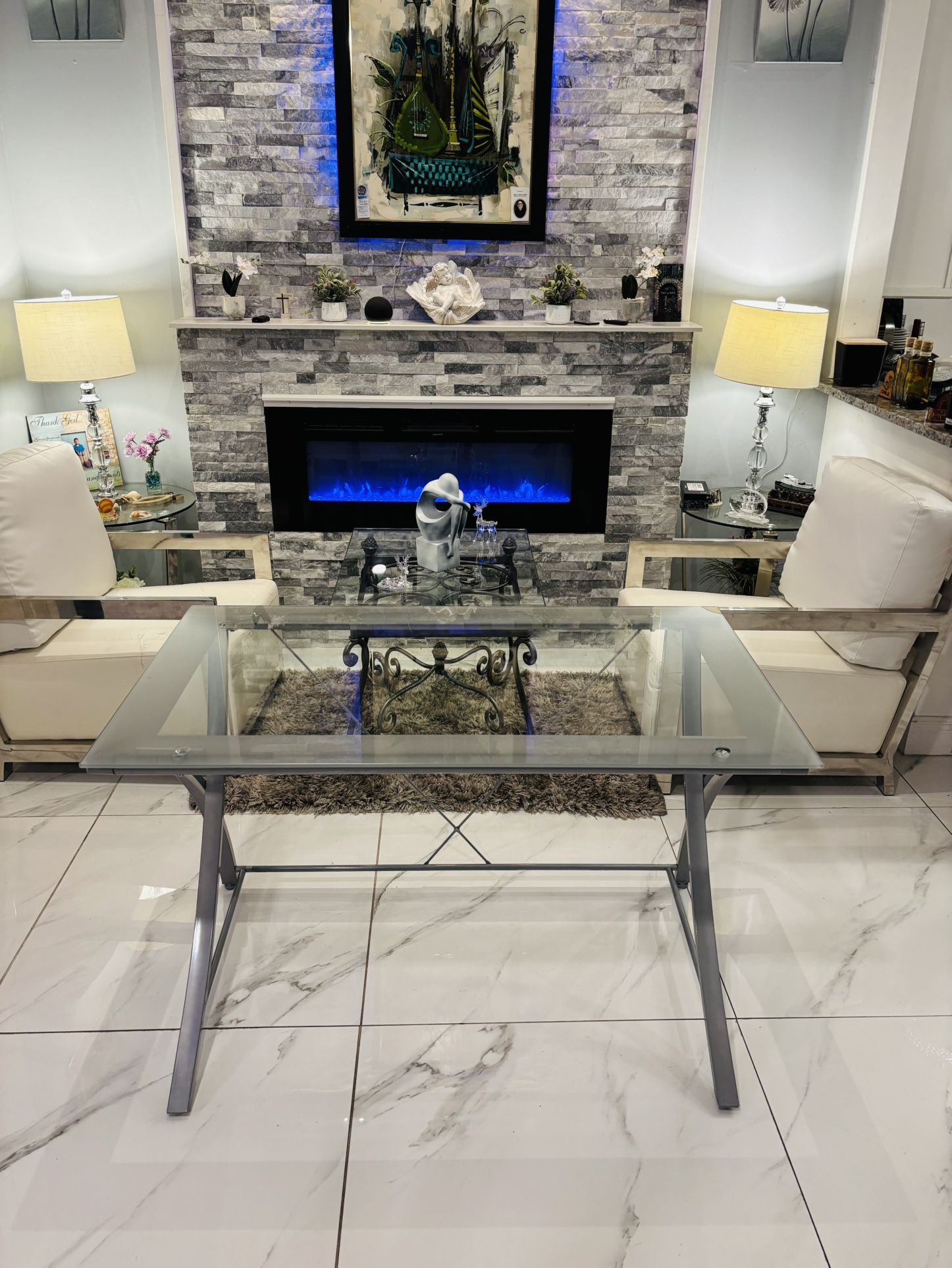 Sleek Glass & Metal Desk – Modern & Sturdy