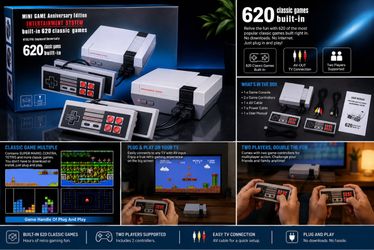 MINI GAME ANNIVERSARY EDITION ENTERTAINMENT SYSTEM BUILT IN 620 CLASSIC GAMES