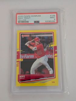 2020 Panini Donruss Mike Trout Yellow #129 PSA 9