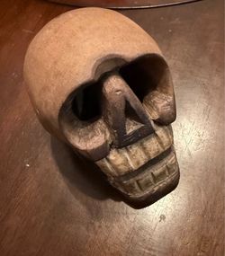 Hand Carved Wooden Skull From Mexico