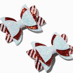 New Christmas Candy Cane Striped Hair Bow Clips 