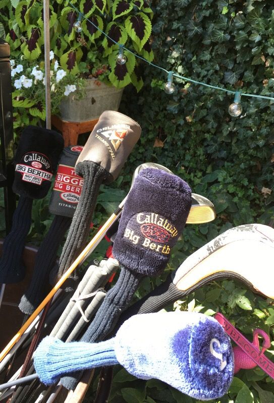 Assorted old school golf clubs