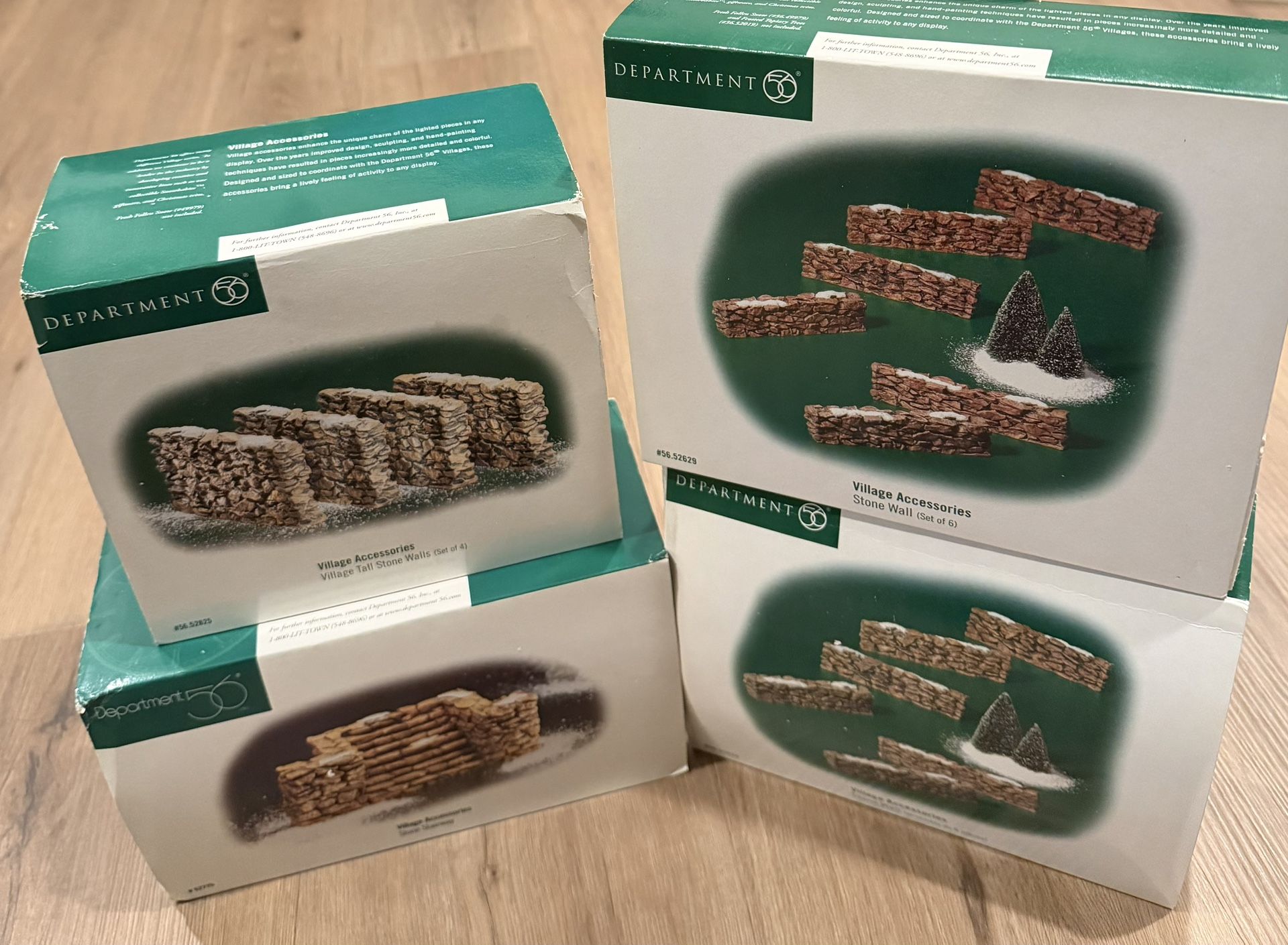 Dept. 56 Village Access. 2- Stone wall Sets (set of 6) 1 Tall Stone wall (set of 4) 1 Stone Stairway