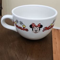 Minnie Mouse Oversized Soup Mug Bowl Cup White Red Bow