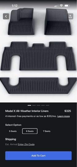 Model X All-Weather Interior Liners - ​6 Seats