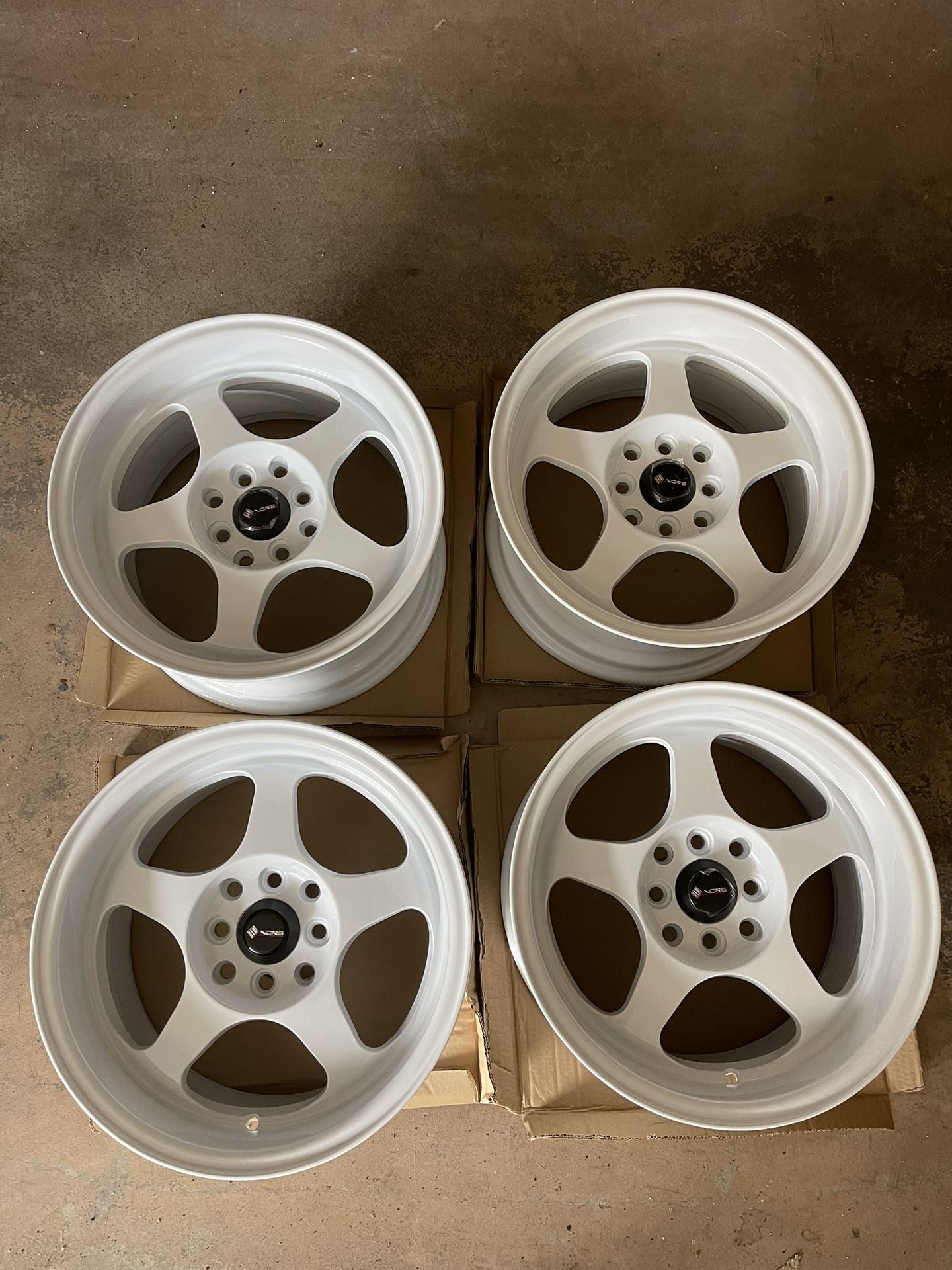 New Spoon Style White 15x8” Rims Set of 4 Brand 4x100 Wheels