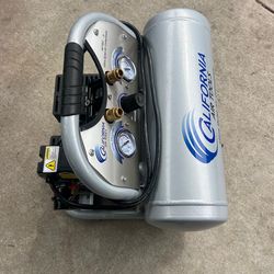 California Air Tools CAT-4610AC California Ultra Quiet & Oil-Free 1.0 hp 4.6 gallon Aluminum Twin Tank Electric Portable Air Compressor, Silver.  $170