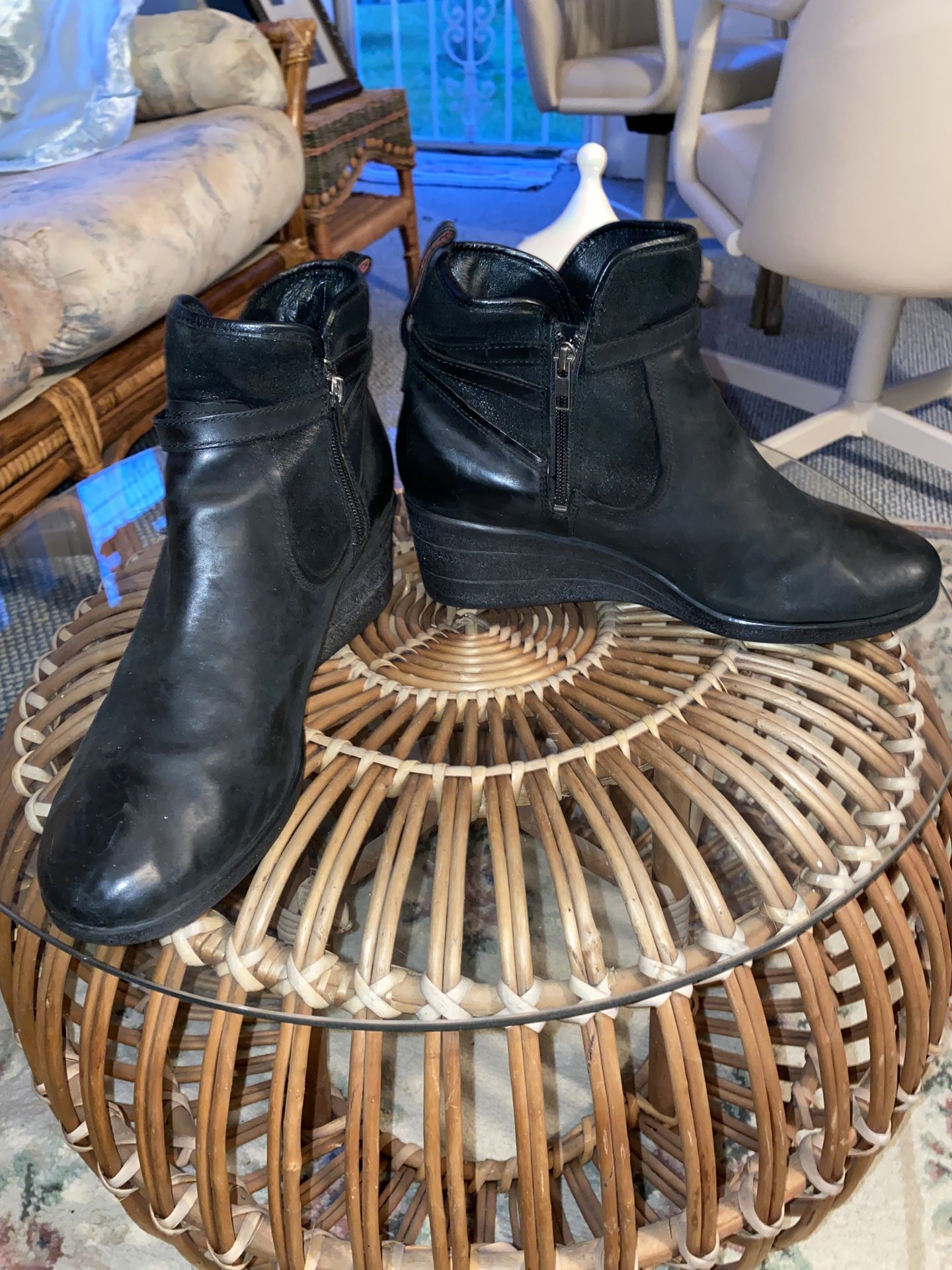 UGG Black Ankle Boots Wedge Heel Size 12