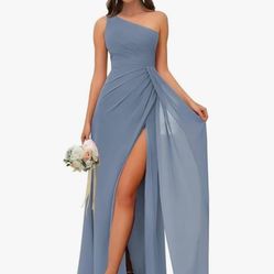 NEW Dusty Blue Chiffon Dress Size 8