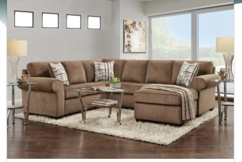 Large Brown Sectional Sofa Couch 