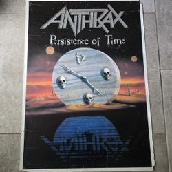Vtg Anthrax Peristence of Time Music Poster Heavy Metal Grunge 34x24"