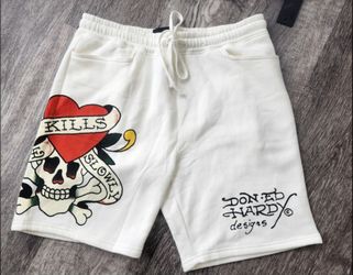 WHITE ED HARDY SHORTS