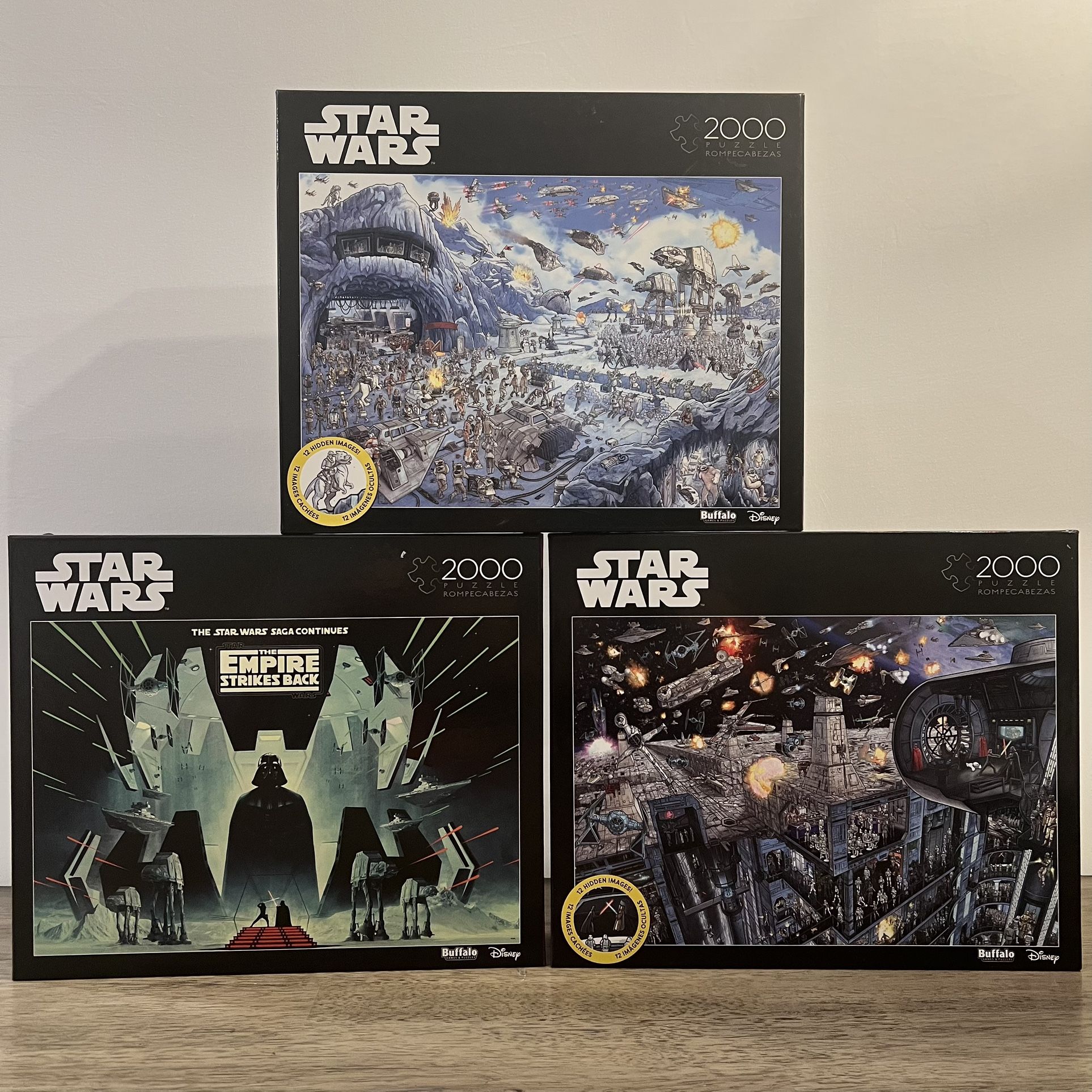 3 Set of Brand New Star Wars Puzzles 2,000 Piece Puzzles