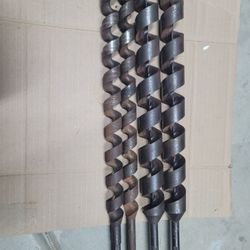 4 X Auger Drill Bits For Wood  1inch To 1 1/2