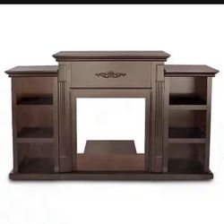 70 in. Media Console Open Shelves Elegant Organization TV Stand in Espresso (Stand Only) Without Electric Fireplace