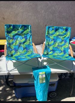 Mainstays Folding Low Seat Soft Arm Beach Bag Chair with