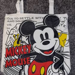 Mickey Mouse Graphic Tote Bag - Black White