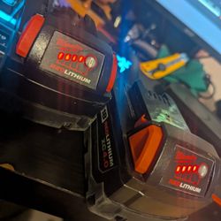 Two M18 4ah Milwaukee Batteries
