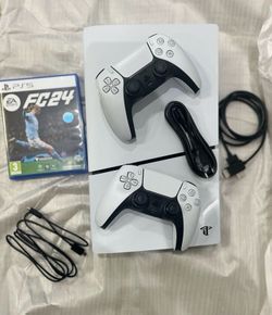 PS5 Console Bundle + 2 Controllers + EA Sports FC 24