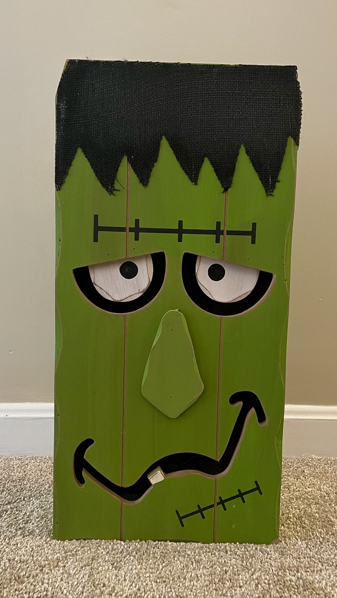 Wooden Frankenstein Halloween Decoration