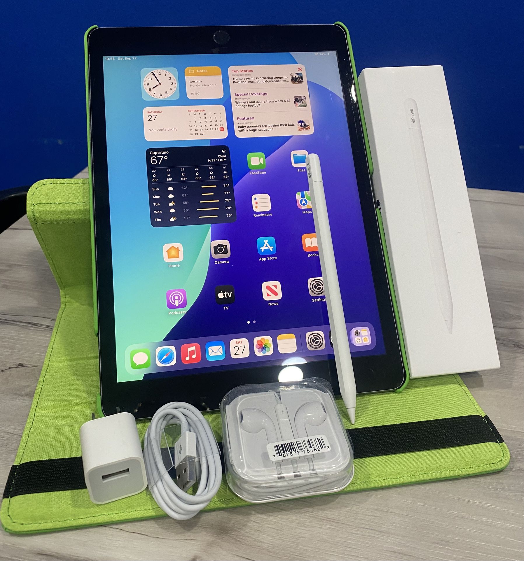 Apple IPad 9th Generation (10.2” Retina /Touch ID /IOS 29) 256 GB with Pen  & Accessories 