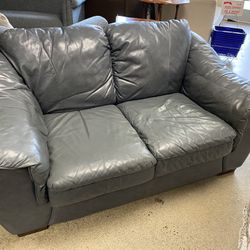 PALLISER Grey Loveseat Leather Sofa
