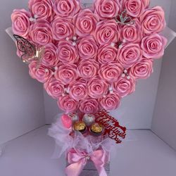 Large Pink Flower Heart