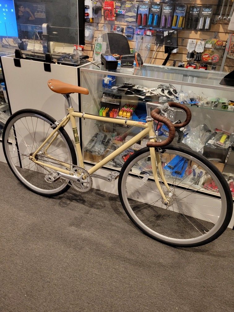 NEW 2024 48CM FUJI FEATHER IVORY SINGLE SPEED FIXED GEAR FIXIE TRACK ROAD BIKE