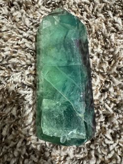 Large Green & Purple Fluorite Crystal Tower with Natural Druzy Pocket