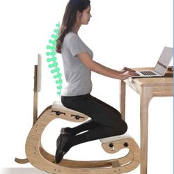 Mind Oasis Ergonomic Kneeling Chair with Back Support - Knee Chair Ergonomic for Office w/Upholstered Fabric - Adjustable Rocking Stationary Correctin