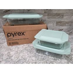 Pyrex Deep Dish Bakeware Set with Lids 6-pc, New In Box